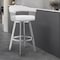 Armen Living Bronson 29" White Faux Leather and Brushed Stainless Steel Swivel Bar Stool 721535762255 - alternate 4